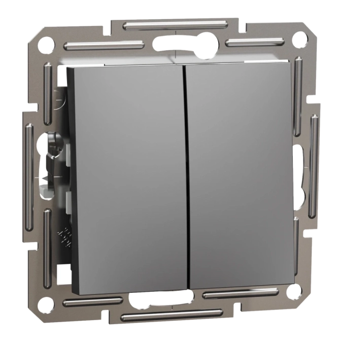 Schneider Electric EPH0300171 Asfora Вимикач 2-клавішний антрацит, пластик, без підсвічування та індикації, для врізного монтажу фото 1