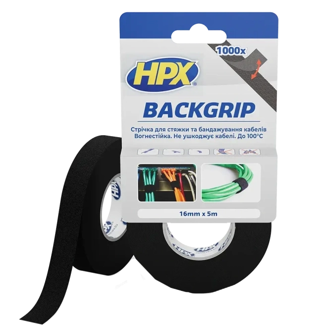 BACKGRIP BG1605 16х1,25мм 5м Стрічка-липучка для бандажу кабелів фото 1