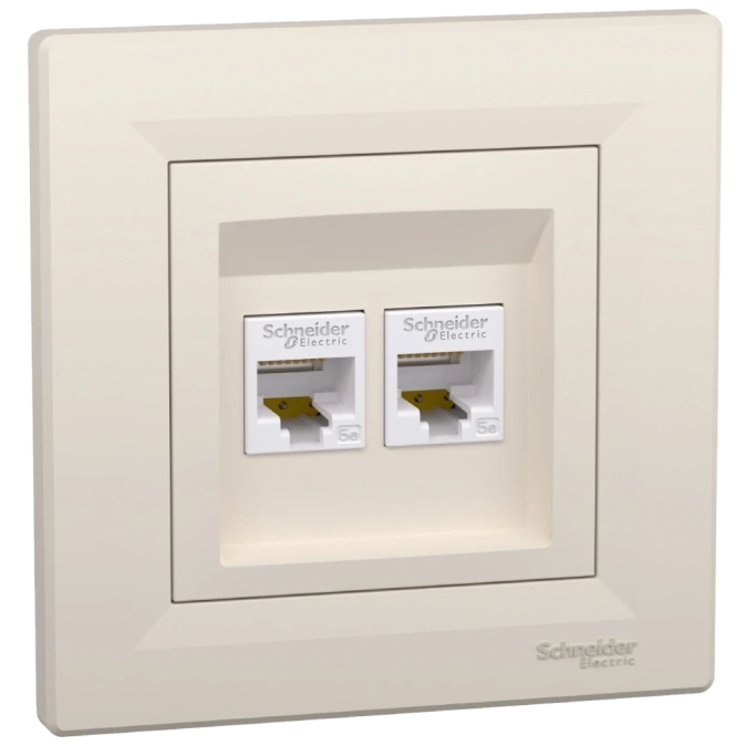 Schneider Electric Asfora EPH4400123 РОЗЕТКА КОМП'ЮТЕРНА RJ45 UTP КАТ. 5Е ПОДВІЙНА фото 1