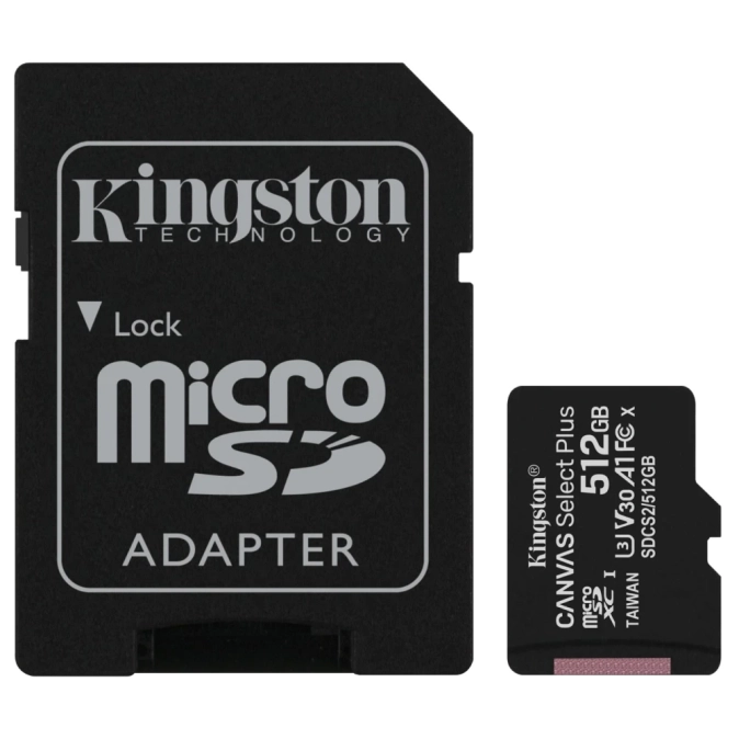 Kingston 512GB micSDXC Canvas Select Plus 100R A1 C10 Card + ADP Модуль флеш-пам'яті