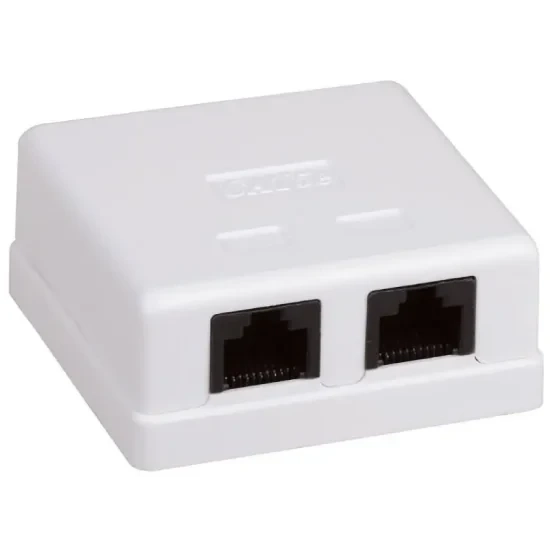 MB-UTP2 Розетка 2-портовая RJ45 UTP, біла, 5E фото 1
