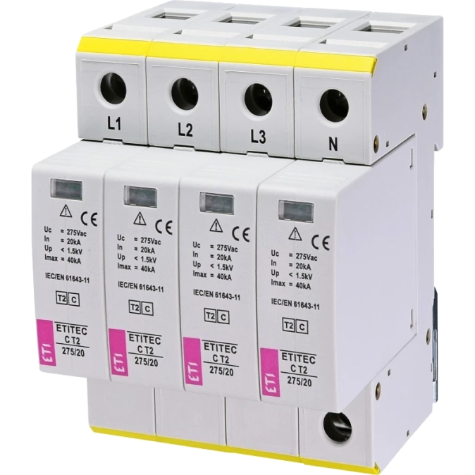 ETI TEC C T2 275/20 (4+0) 4p Обмежувач перенапруги фото 1