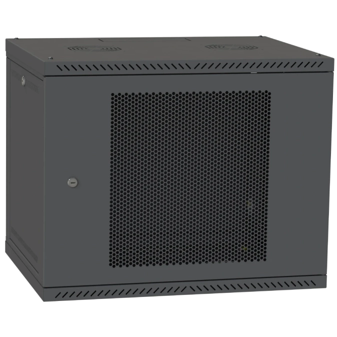 IPCOM 12U 600x600 Шафа телекомунікаційна двері перфорація (чорна) фото 1