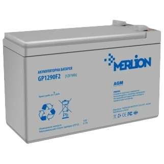 MERLION GP1290F2 AGM 12В 9 А•г Свинцево-кислотна акумуляторна батарея фото 1