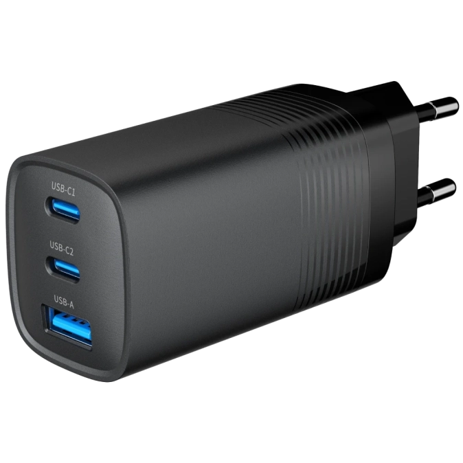 Gembird TA-UC-PDQC65-01-BK (USB Type A + USB Type C) Мережевий зарядний пристрій фото 1