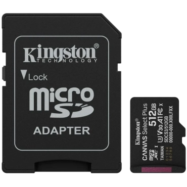 Kingston 512GB microSDXC Canvas Select Plus Gen3 Card + Adapter Модуль флэш-памяти