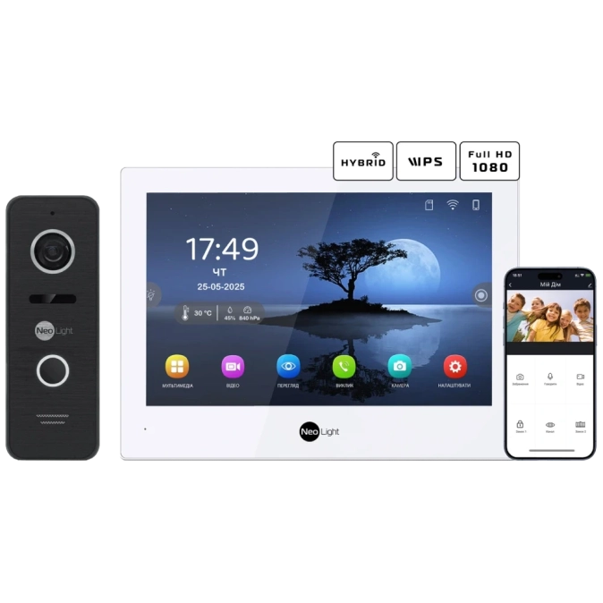 Neolight ALPHA Hybrid + PRIME FHD Black Комплект відеодомофону фото 1