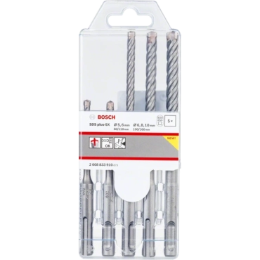 Bosch SDS plus-5X 5шт 5/6 x 110мм; 6/8/10 x 160мм Набор буров по бетону