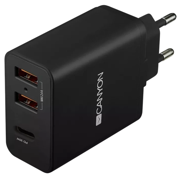 Canyon H-08 black (QC/PD 30W) Мережевий зарядний пристрiй фото 1