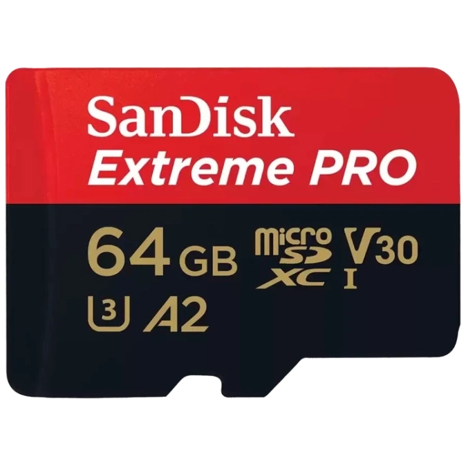 SanDisk microSD 64GB C10 UHS-I U3 Extreme Pro V30 + SD Карта пам'яті фото 1
