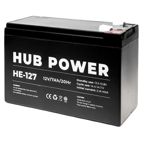 Hub Power НЕ-127 7А•г 12В Свинцево-кислотна акумуляторна батарея фото 1
