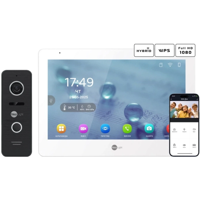 Neolight MEZZO Hybrid + PRIME FHD Black з кутком Комплект відеодомофону фото 1