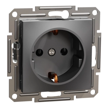 Schneider Electric EPH2900171 Asfora Розетка 220В антрацит, пластик, із заземленням, Schuko, без захисної кришки, без шторок, для врізного монтажу