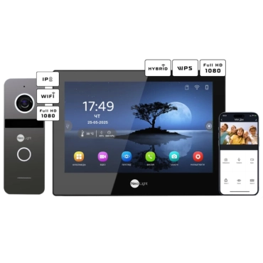 Neolight ALPHA Hybrid Black + SOLO IPW Graphite с уголком, PoE адаптер для вызовной панели Комплект видеодомофона