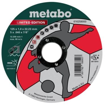 Metabo Limited Edition Soccer (616259000) Відрізний круг по металу 125 x 1,0 x 22,23 мм, Inox, TF 41