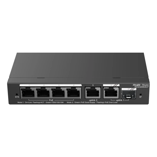 Ruijie RG-ES206GS-P PoE Комутатор 6 портів керований фото 1