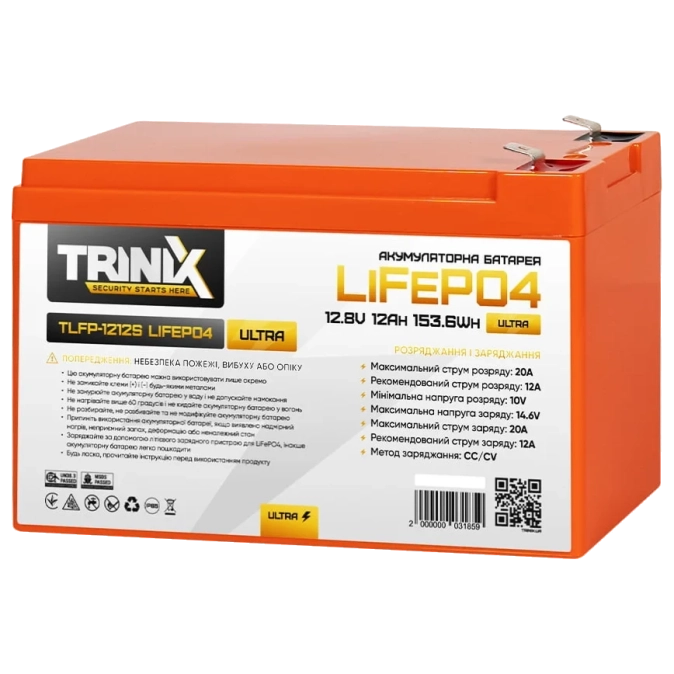 TRINIX TLFP-1212S Ultra 12А•г 12В Літієва акумуляторна батарея фото 1