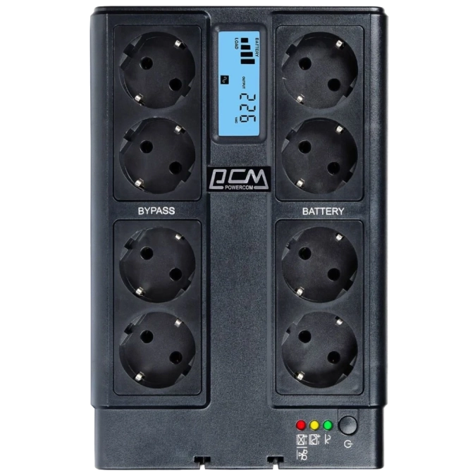 Powercom CUB-1000N LCD Schuko Джерело безперебійного живлення фото 1