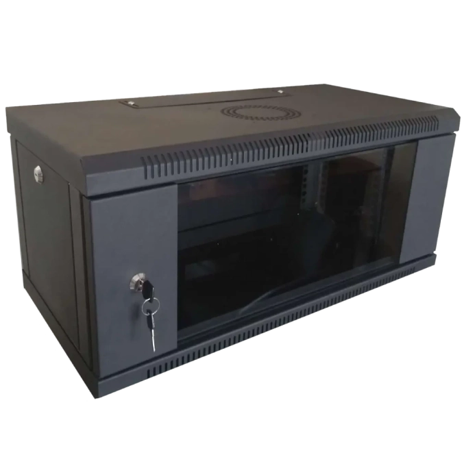 Hypernet WMNC-35-6U-FLAT-BLACK Шафа коммутаційна настінна 6U 600x350 розбірна чорна