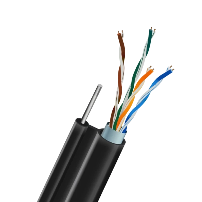 Кабель TRINIX FTP CAT5E 0.5 CU зовнішній (LDPE) з самонесучим дротом фото 1