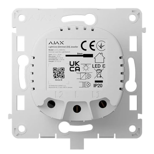 Ajax LightCore (Dimmer) [55] (8EU) ASP white Бездротовий розумний сенсорний димерний вимикач світла фото 1