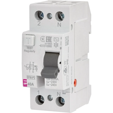 ЕТІ 2р EFI6-P2 40/0,03 тип AC (6kA) Реле диференційне (ПЗВ)