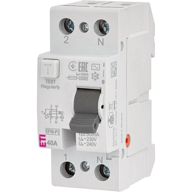 ЕТІ 2р EFI6-P2 40/0,03 тип AC (6kA) Реле диференційне (ПЗВ) фото 1