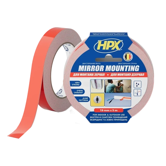 HPX DS1905 MIRROR MOUNTING 19мм х 5м Стрічка двохстороння спінена для дзеркал фото 1
