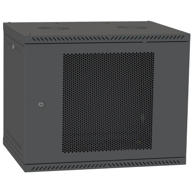 IPCOM 12U 600x450 Шафа телекомунікаційна двері перф(чорна) фото 1