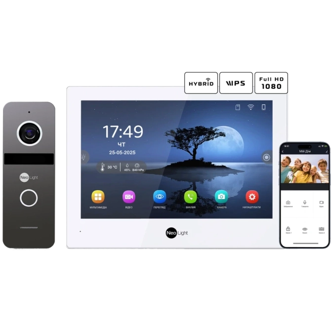 Neolight ALPHA Hybrid + SOLO FHD Graphite Комплект відеодомофону фото 1