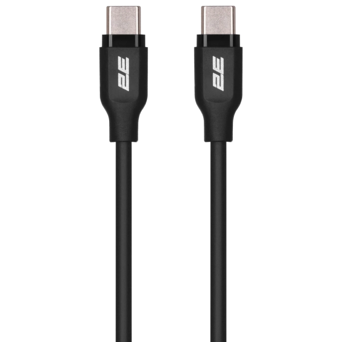 2E Type-C Glow USB-C > USB-C Кабель заряджання/синхронізації 1м 60Вт чорний фото 1