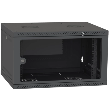 IPCOM 4U 600x450 Шафа телекомунікаційна двері скло (чорна)