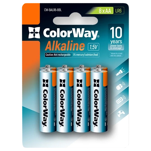 СolorWay Alkaline Power лужні AA (8 шт) blister Батарейки фото 1