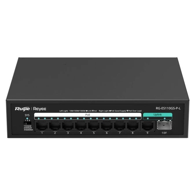 Ruijie Reyee RG-ES110GS-P-L PoE Комутатор 10 портів некерований фото 1