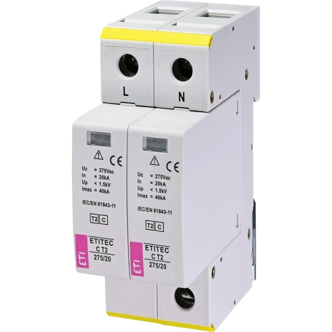 ETI TEC C T2 275/20 (2+0) 2p Обмежувач перенапруги фото 1
