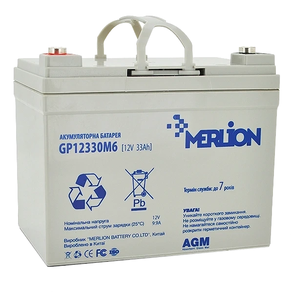 MERLION AGM GP12330M6 12 V 33 Ah Акумуляторна батарея фото 1