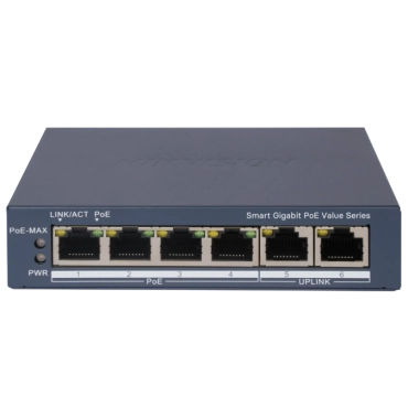 Hikvision DS-3E1506P-EI/MPoE Комутатор 6 портів керований