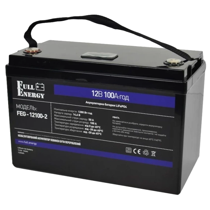 Full Energy FEG-12100-2 LiFePO4 12В 100А•г Літієва акумуляторна батарея фото 1