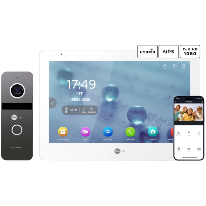 Neolight MEZZO Hybrid + SOLO FHD Graphite Комплект відеодомофону фото 1