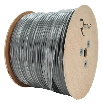 RITAR B305-RG59 + 2x0.5mm CU, 0,81 мм.CU, 64x0.12m CCA Кабель коаксіальний з живленням 305 м фото 1