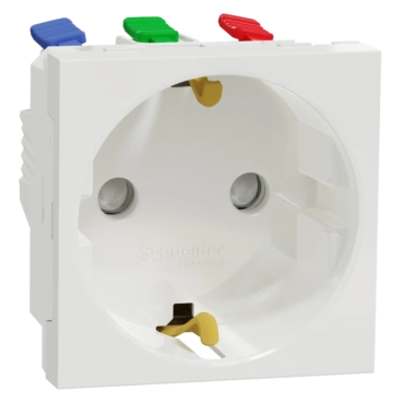 Schneider Electric New Unica NU305718 Розетка с ж/к со шторками 16А самозажимные клеммы белая