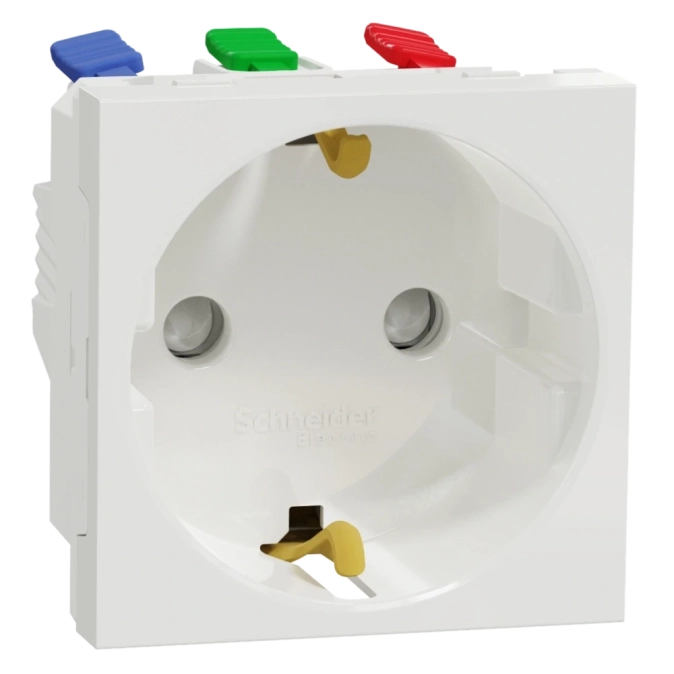 Schneider Electric New Unica NU305718 Розетка з з/к зі шторками 16А самозажимні клеми біла фото 1
