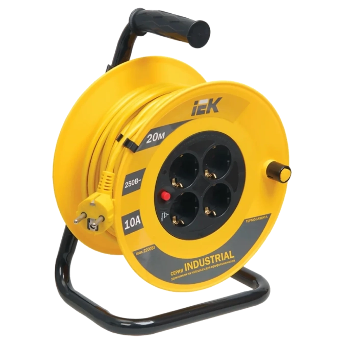 IEK Подовжувач-катушка 4гн 20м З/К УК20 т/з (3х1,5мм2) IP44 фото 1