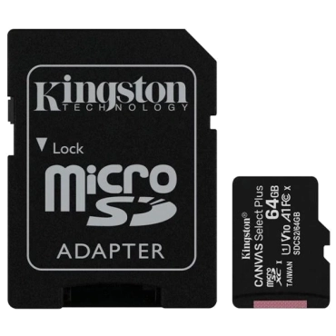 Kingston 64GB microSDXC Canvas Select Plus 100R A1 C10 Card + ADP Карта памяти