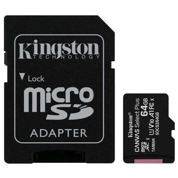 Kingston 64GB microSDXC Canvas Select Plus 100R A1 C10 Card + ADP Карта пам'яті фото 1