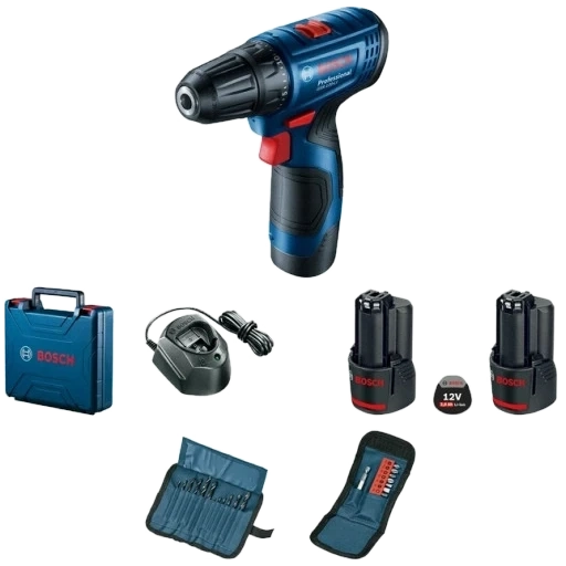 Bosch GSR 120-LI (06019G8002) Акумуляторний шурупокрут + 2 акб 2.0 Ah + ЗУ + набір біт 11 шт. + набір свердл 12 шт. фото 1