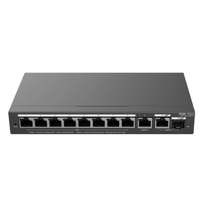 Ruijie RG-ES210GS-P PoE Комутатор 10 портів керований фото 1