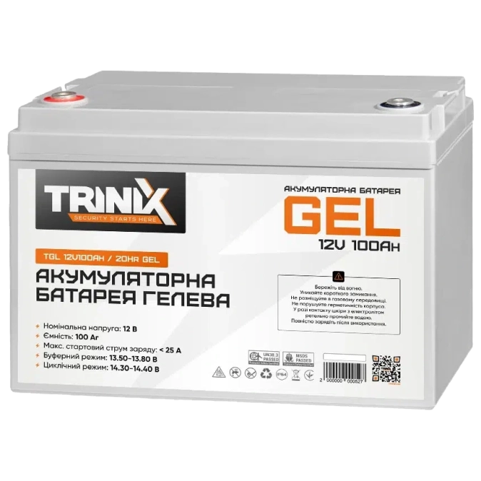 Trinix TGL12V100Ah/20Hr Акумулятор 12В 100А/год гелевий фото 1