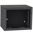 IPCOM 9U 600x600 Шафа телекомунікаційна двері скло (чорна) фото 1