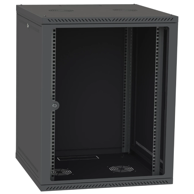 IPCOM СН-18U 600х600 Шафа телекомунікаційна двері скло (чорна)